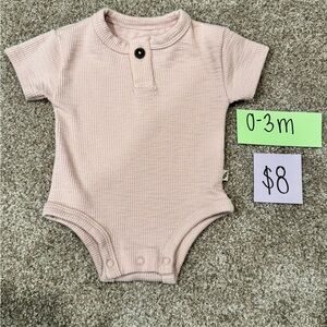 NWOT Infant Easy-Peasy Light Pink Ribbed Onesie, Size 0-3M